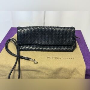 Bottega Veneta Dark Woven Leather Wristlet
